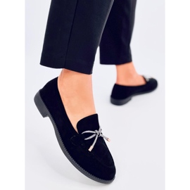 Saras crne ženske mokasine od brušene kože crna 2