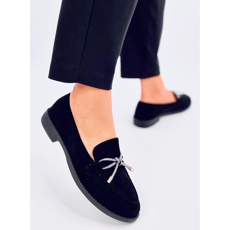 Saras crne ženske mokasine od brušene kože crno 2