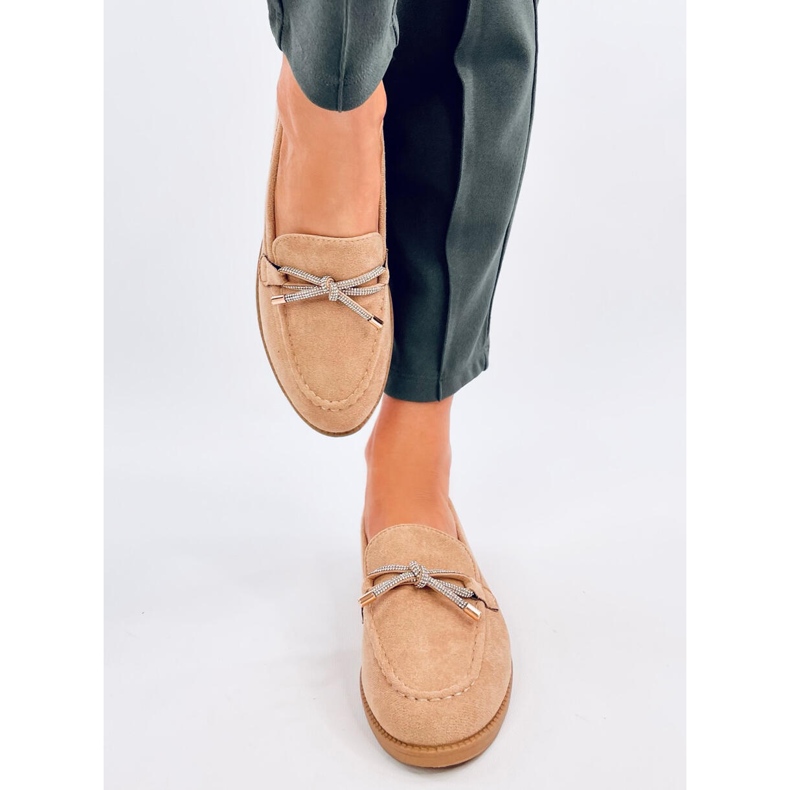 Saras Camel ženske mokasine od brušene kože bež 1