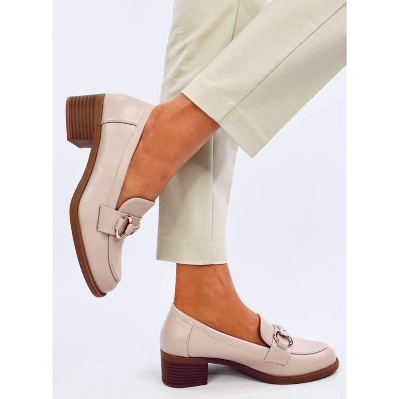 Pontei Beige mokasine na visoku petu bež 2
