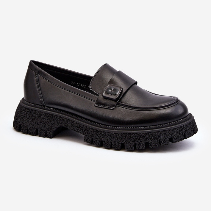 Vinceza Ženske mokasine s remenom Black Flanila crna 2