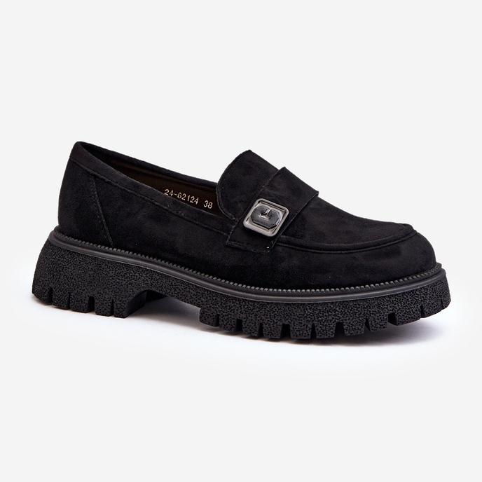 Vinceza Ženske mokasine s remenom Black Flanila crna 1