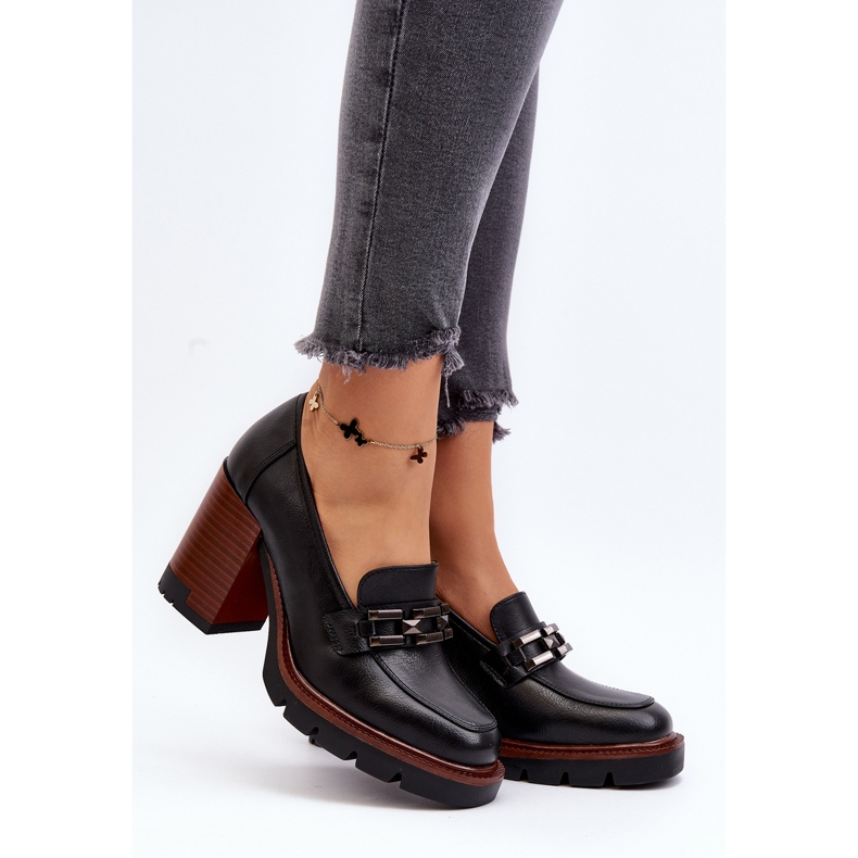 Vinceza Cipele na masivnu visoku petu s ukrasom, Crna Oradna crno 2