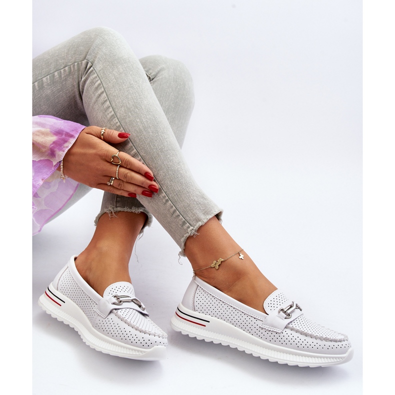 Vinceza Ženske kožne mokasine bijele Veridinna bijela 1