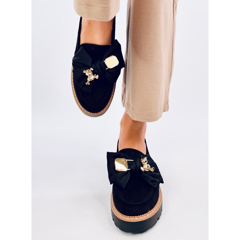 Pennsy Black mokasine s ukrasnim medvjedićem crno 1