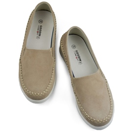 Udobne ženske cipele od prirodne kože sa ravnim đonom bež 1