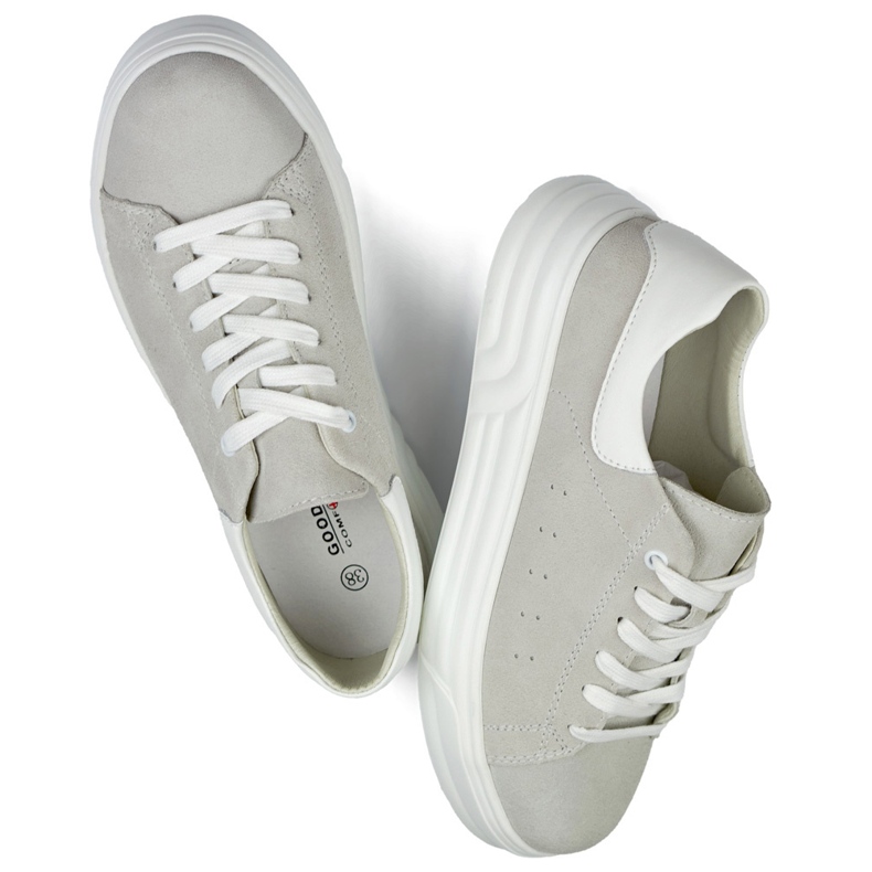 Ženske kožne cipele s ravnim đonom, sive boje siva 1