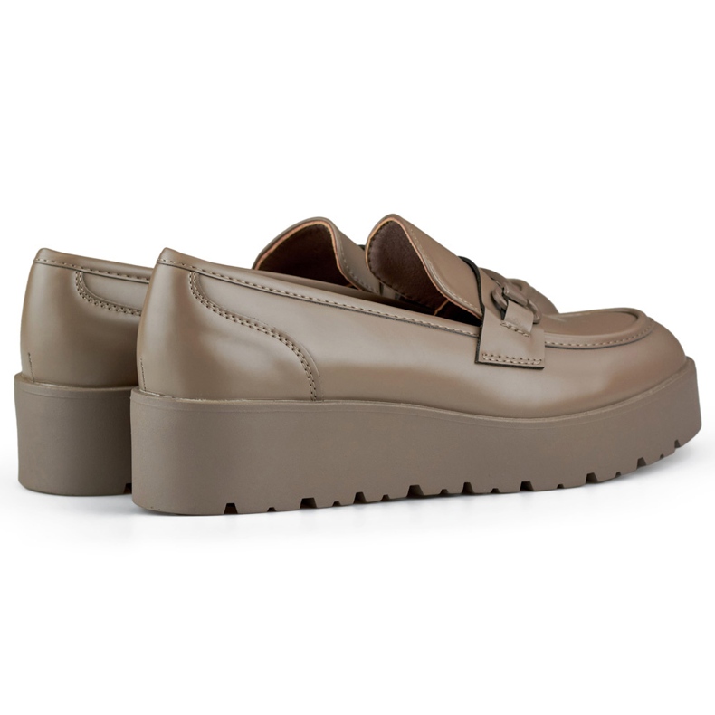 Smeđe ženske cipele na nisku platformu, ženske cipele na smeđu platformu bež 1