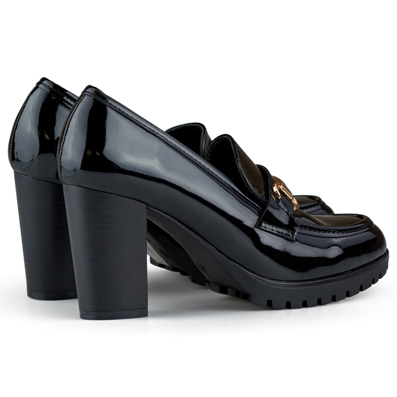 Ženske lakirane cipele na visoku petu, crne lakirane salonke crno 1