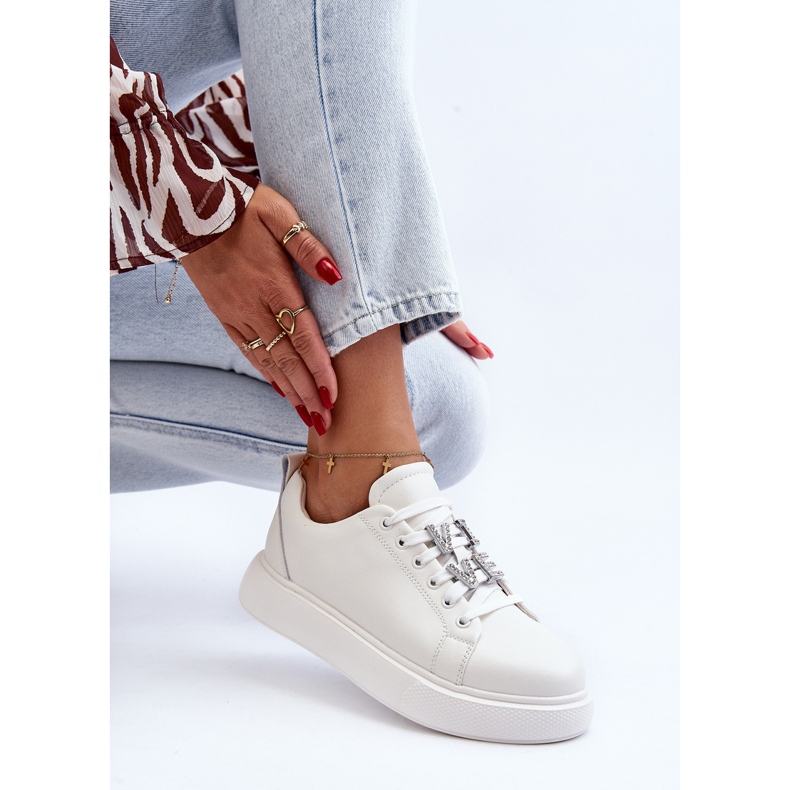 Vinceza Ženske kožne tenisice s ukrasima, bijela Dysuria 1