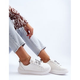Vinceza Ženske kožne tenisice s ukrasima, bijela Dysuria 2