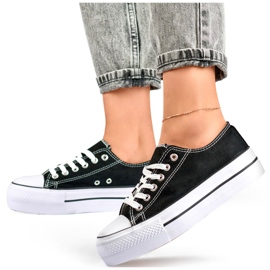 Crne tenisice sa debelim đonom, klasične ženske tenisice na platformu crno 1