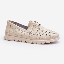 Vinceza Ženske ažurne bež kožne cipele Darnissa 1