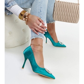 Zelene visoke pete sa satenskim završetkom i kamenčićima Susegana zelena 1