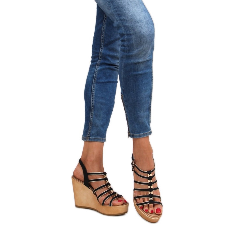 Sandale na klin GM-5032 crne crna 2