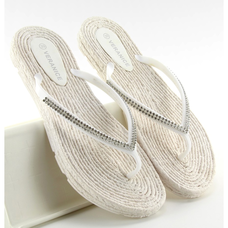 Gumene japanke poput espadrila ls069 bijele bijela 2