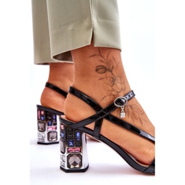 S.Barski Lakirane sandale na ukrasnoj kopački D&amp;A CR-232 crne crno 4