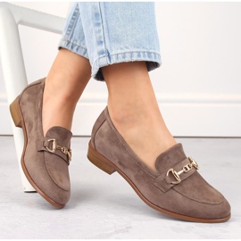 Ženske smeđe cipele s niskom petom od brušene kože Potocki SZ12300 smeđa 1