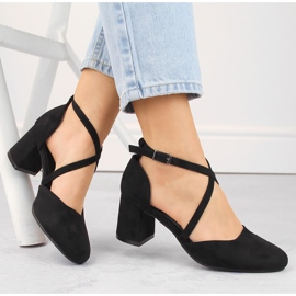 Elegantne ženske antilop sandale na visoku petu, crne Potocki SZ12341 crna 1