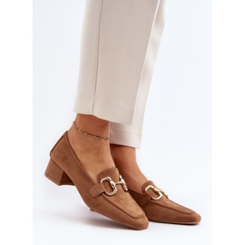 Blok salonke s niskom petom i ukrasom Camel Dolvira smeđa 2