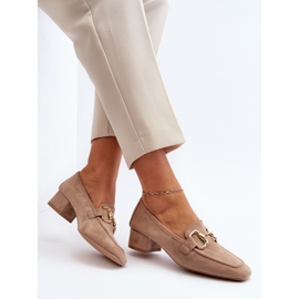 Bež cipele s blok petom i ukrasom Dolvira 1