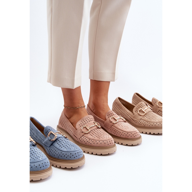 Ženske ažurne mokasine s ukrasom, roza Talesse ružičasta 1