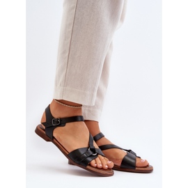 Zazoo 40182 Ženske kožne sandale crne crna 2