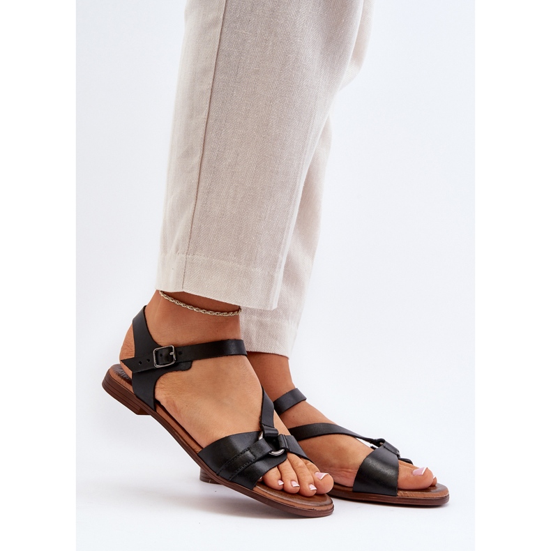 Zazoo 40182 Ženske kožne sandale crne crno 2