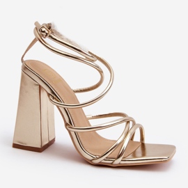 Modne Josette zlatne sandale na visoku petu zlatni 2