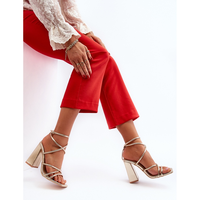 Modne Josette zlatne sandale na visoku petu zlatni 1