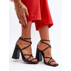 Moderne crne Josette sandale na visoku petu crna 2