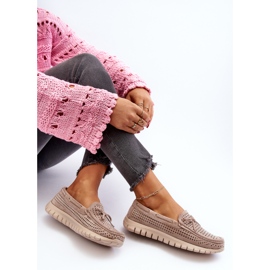 Vinceza Bež ženske mokasine s mašnicom 1