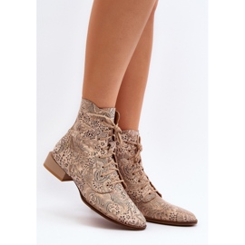 Kožne ravne čizme s uzorkom Maciejka 06391-04 Bež 2