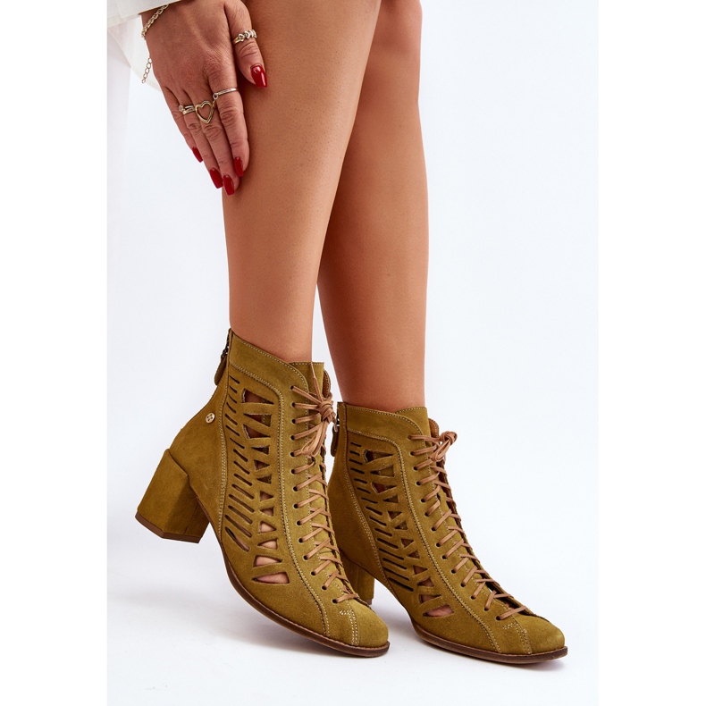 Ažur čizme od brušene kože Maciejka 05508-24 Maslina zelena 2