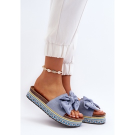 Ženske japanke s platformom i mašnom, plava Evatria 2