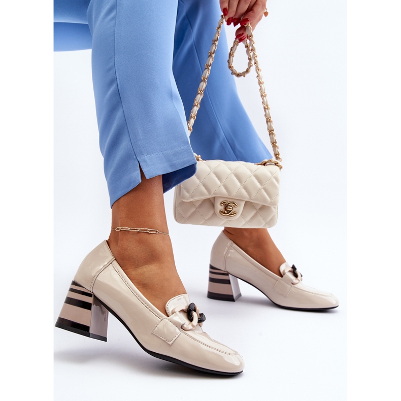 Vinceza Lakirane cipele s lancem, bež Paliotte 1