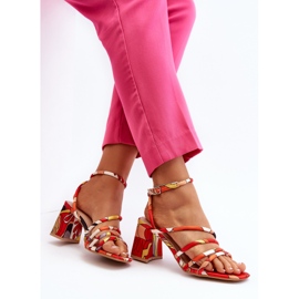 Sandale s uzorkom na visoku petu Narančasta Jenglla 2