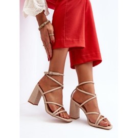 Bež Herfiana sandale na visoku petu s remenčićima 1