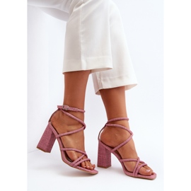 Ružičaste Herfiana sandale na visoku petu s remenčićima ružičasta 1