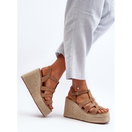 Sandale na klin s pletenicom, Brown Gnosis smeđa 1