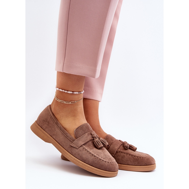 Ženske mokasine od brušene kože smeđe Dansitu smeđa 2