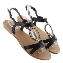 Sandale s ukrasnim crnim kamenčićima crna 1