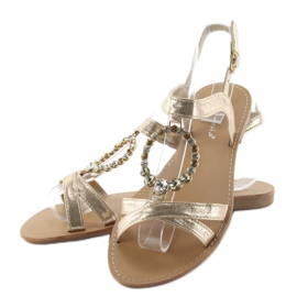 Sandale s ukrasnim kamenčićima LC-132 zlato zlatna 2