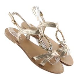Sandale s ukrasnim kamenčićima LC-132 zlato zlatna 1