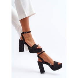 Crne Acrana traper sandale na visoku petu crna 1