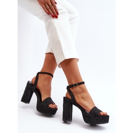Crne Acrana traper sandale na visoku petu crno 2