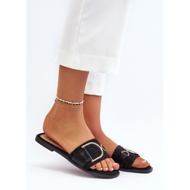 Sjajne ženske japanke s ukrašenim crnim gornjim dijelovima crno 2