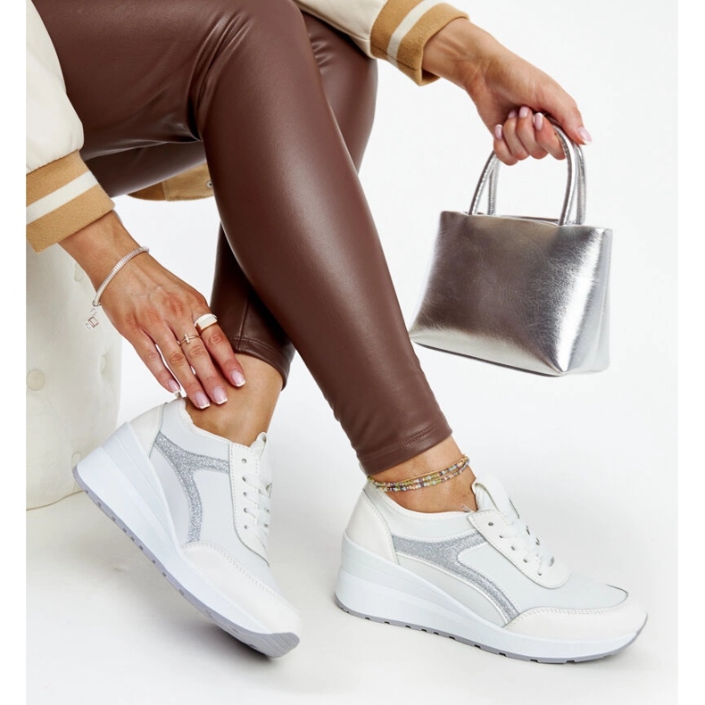 Bijele Hermina tenisice na wedge bijela 1