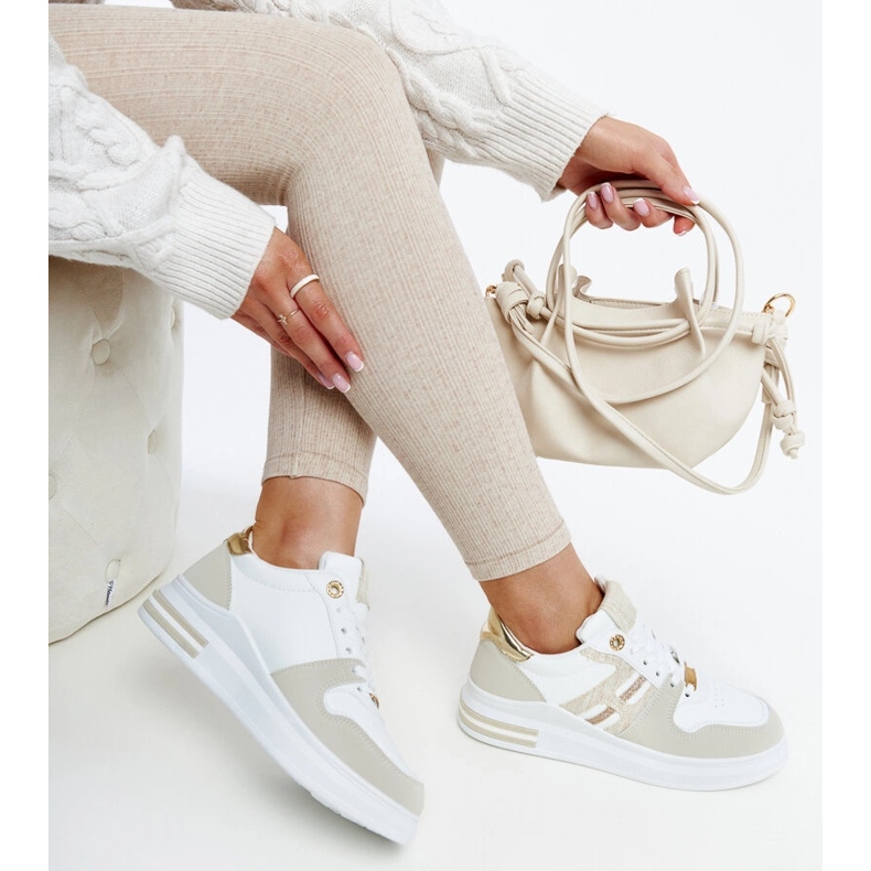 Bijelo-bež tenisice na platformi Negisti bijela 1