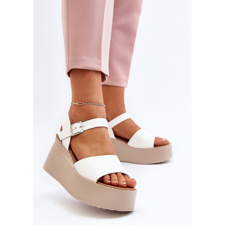 Ženske sandale na klin bijele geferije bijela 2